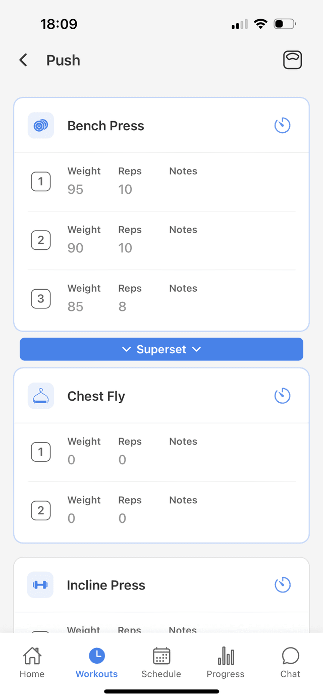 SetOne Client App - Workout exercise details and logging